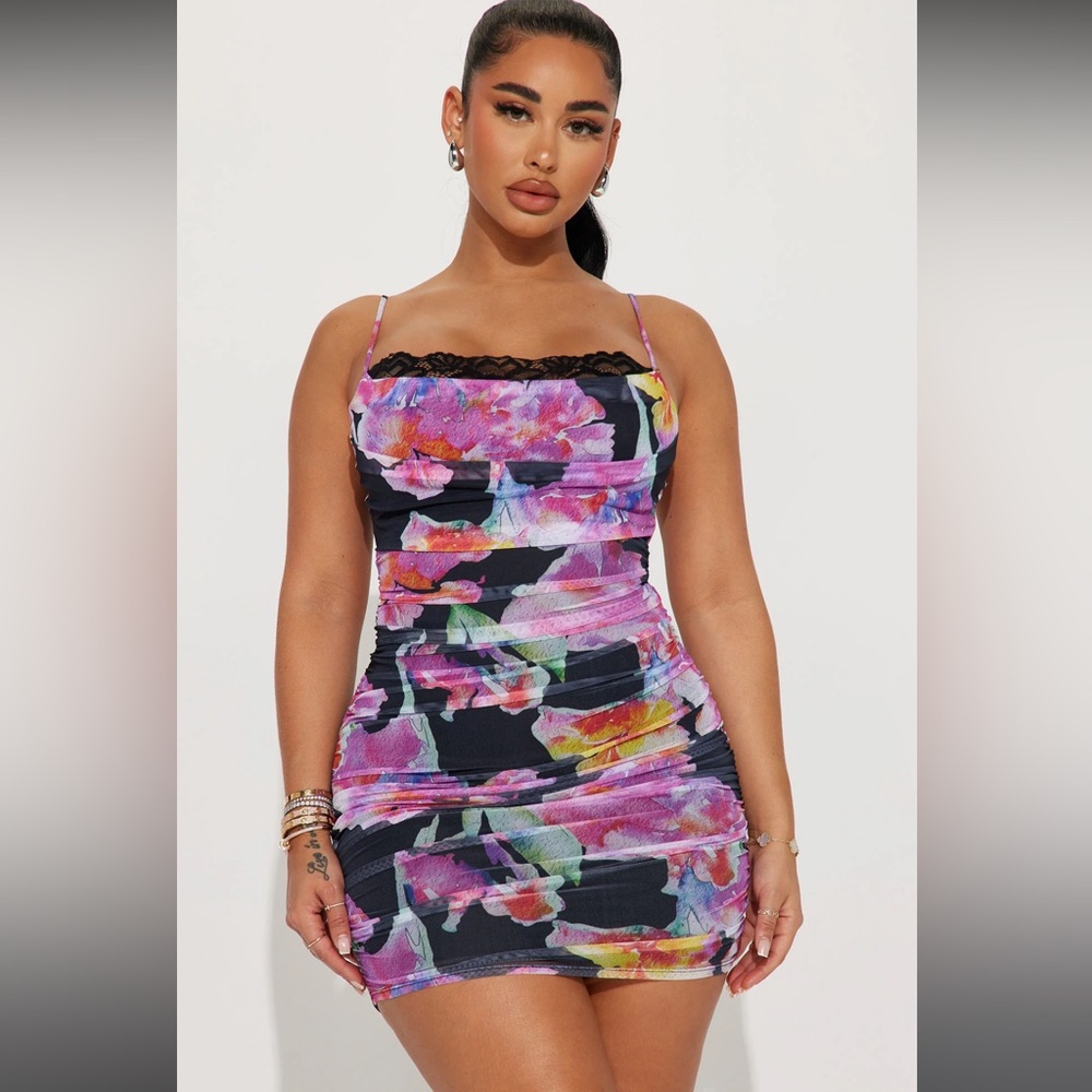 Fashion Nova -Floral Black Lace Mini Dress ❤️‍🔥🌺